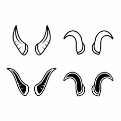 Professional devil horns set isolated cutouts transparent background