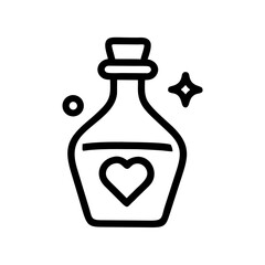 Love potion bottle silhouette icon set, clean cutout design, transparent background