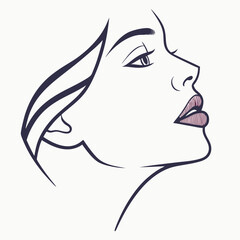 Elegant woman profile line art minimalist beauty illustration