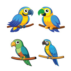 Blue and Yellow Parrot Perched on Branch