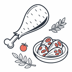 Roasted chicken leg with herbs and sauteed vegetables