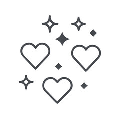 Three hearts with sparkling design elements transparent png