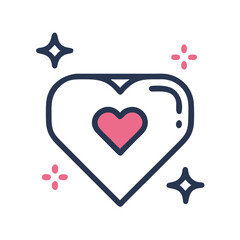 Sparkling heart icon design element transparent background