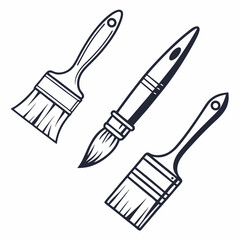 Three paint brushes illustration design element