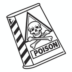 Poison container skull and crossbones warning label graphic