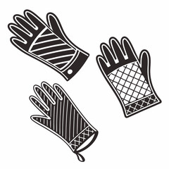 Three oven mitts kitchen cooking baking heat protection gloves