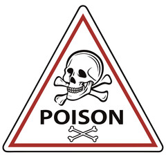 Poison warning sign skull and crossbones triangle hazard symbol