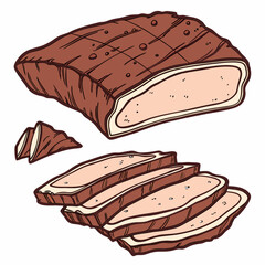 Delicious roasted meat slices ready to serve