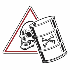 Toxic waste barrel skull danger sign warning hazardous material