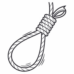 Hand drawn illustration of a noose rope knot
