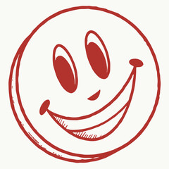Happy red smiley face transparent background design element