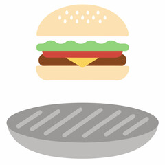 Delicious cheeseburger ready for grilling on a barbecue grill