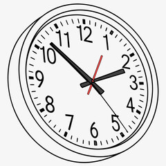 Simple white wall clock showing time management concept