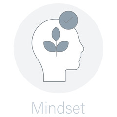 Mindset icon, Master Your Mindset The Key to Growth and Success, Unlocking Potential How Mindset Shapes Your Future, vector