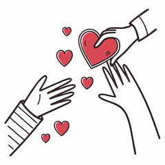 Hand giving heart love charity donation kindness care