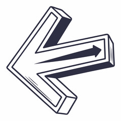 Three dimensional arrow pointing leftwards design