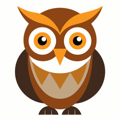 Cute cartoon owl brown orange bird animal illustration