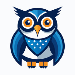 Cute cartoon owl bird character design logo