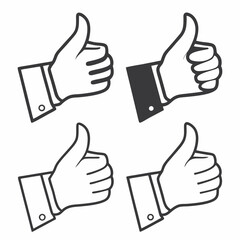 Four professional thumbs up icons isolated on white background