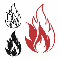 Abstract flame icons black red graphic design elements