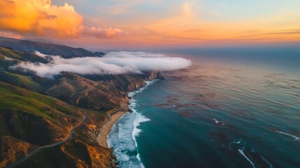 Aerial view of clouds above the ocean