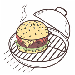 Delicious grilled burger illustration, transparent background