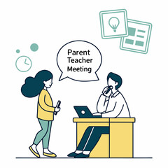 Parent teacher meeting illustration child and teacher talking
