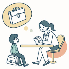 Boy having a career counseling session with a woman
