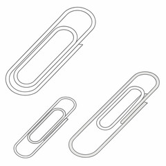 Three paperclips various angles simple line art design