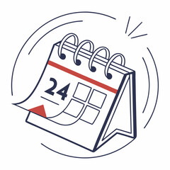 Desk calendar design illustration 24th day reminder
