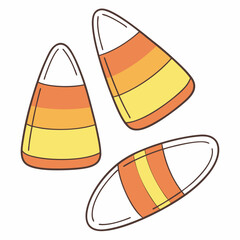 Three cartoon candy corn halloween treats