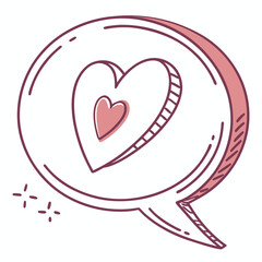 Cute hand drawn speech bubble heart love message