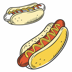 Delicious hot dogs with mustard classic fast food