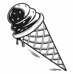Delicious melted ice cream cone summer treat