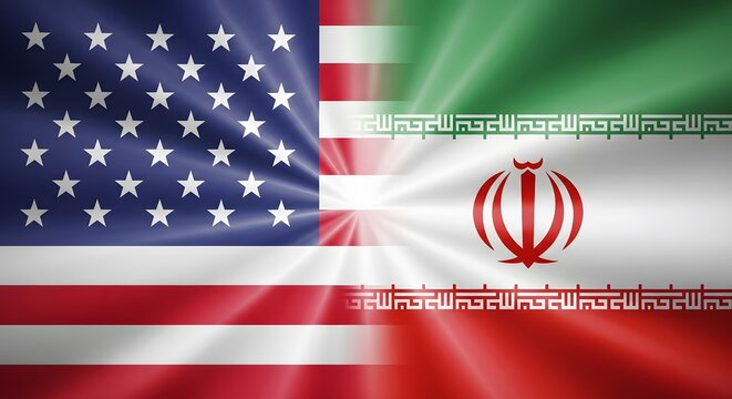 USA and Iran Flag Merge Depicting Political and Peace