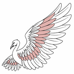 Elegant swan with spread wings, transparent background