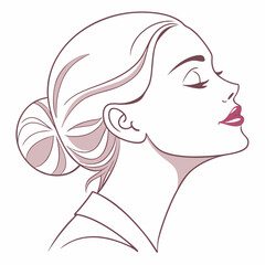 Elegant woman profile outline, clean cutout, transparent background