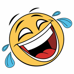 Laughing emoji tears of joy cartoon illustration