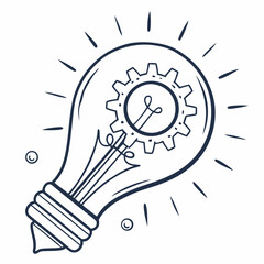 Bright idea gear innovation lightbulb concept design