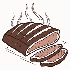 Delicious grilled steak slices isolated on white