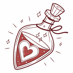 Love potion bottle heart shaped romantic magic
