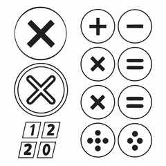 Professional math symbols plus minus multiply divide icons