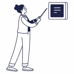 Woman presenting information on a digital screen