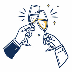 Two hands toasting champagne glasses celebration © nalu