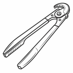 Adjustable wrench tool hand drawn illustration
