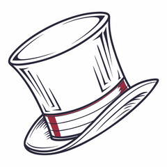 Elegant top hat illustration, isolated cutout, transparent background