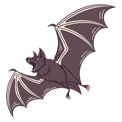 Angry cartoon bat flying halloween creature