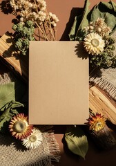 Blank Kraft Paper with Dried Flowers