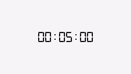 One minute digital countdown timer stopwatch animation from 60 to 0 seconds on transparent background with minutes, seconds, miliseconds, Countdown video with alpha channel. - Powered by Adobe