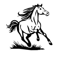 Horse in Motion Silhouette – Sleek Black Running Animal SVG Vector